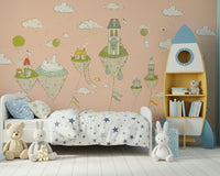 A contemplative gentle design wallpaper mural for a feature wall.