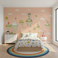 A graceful subtle pattern wall mural in cool, tranquil tones.