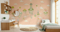 An artistic soft focus mural on minimalist wallpaper.
