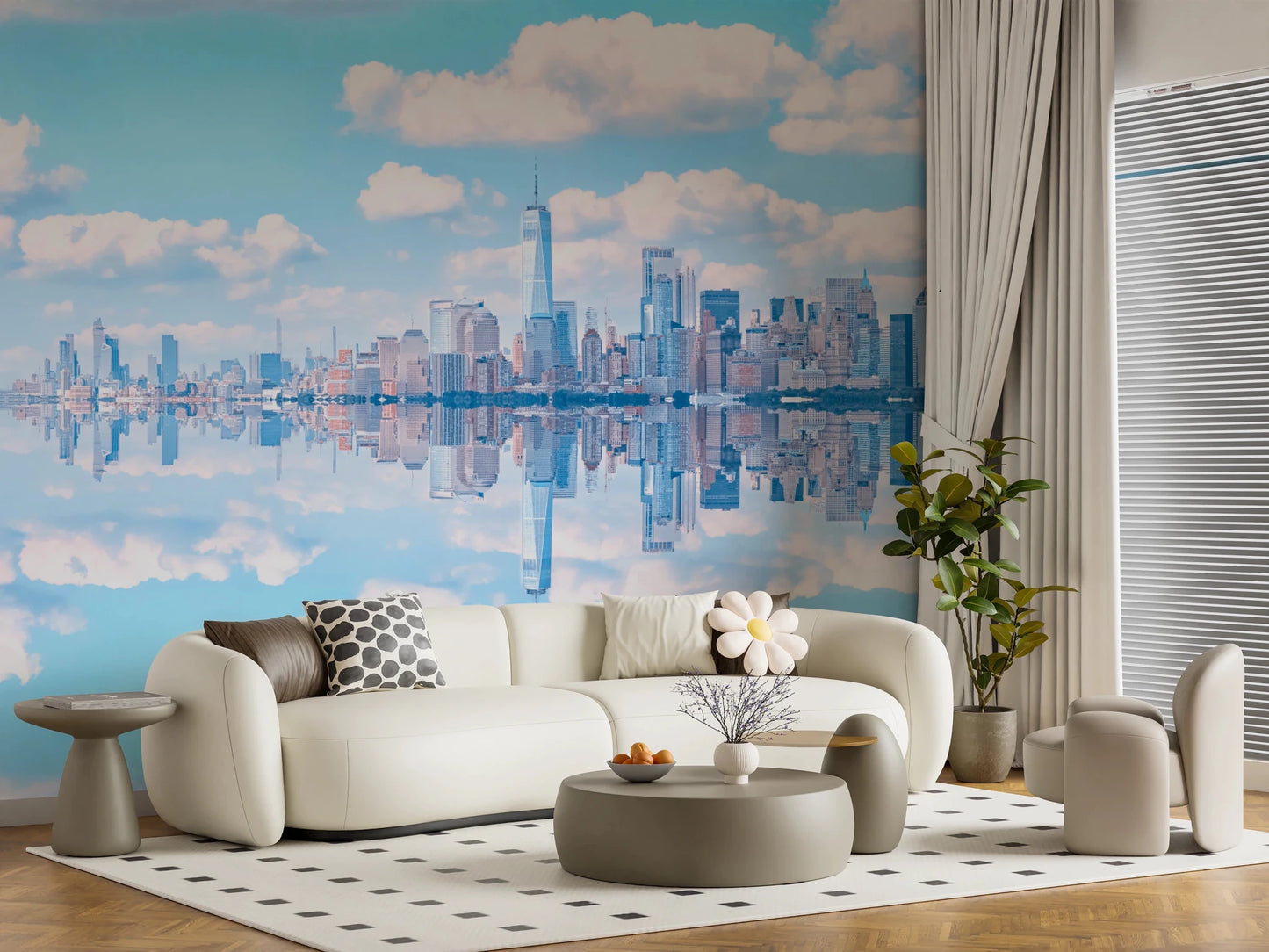 One World Trade Center reflection wall mural for interiors.