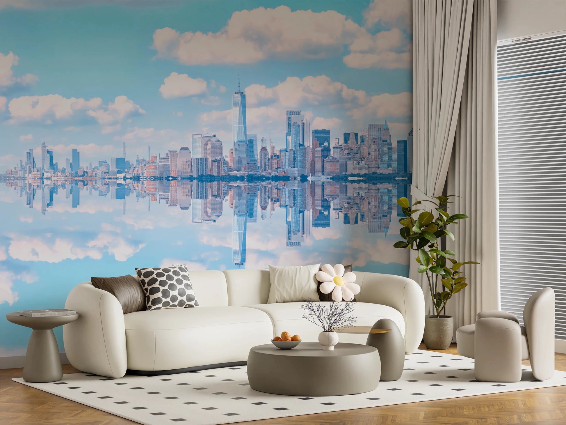 One World Trade Center reflection wall mural for interiors.