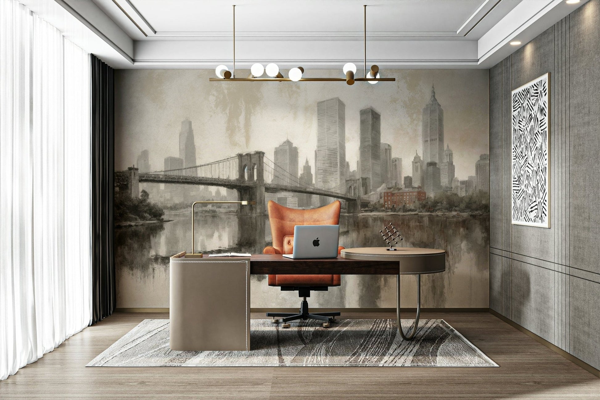 This piece is ideal for a living room, an office, or a modern bedroom.
