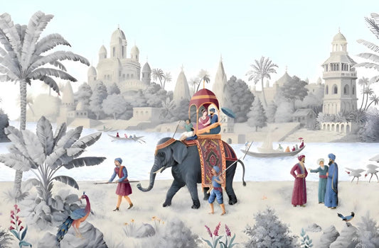 Charming Elephant Ride Wallpaper Mural