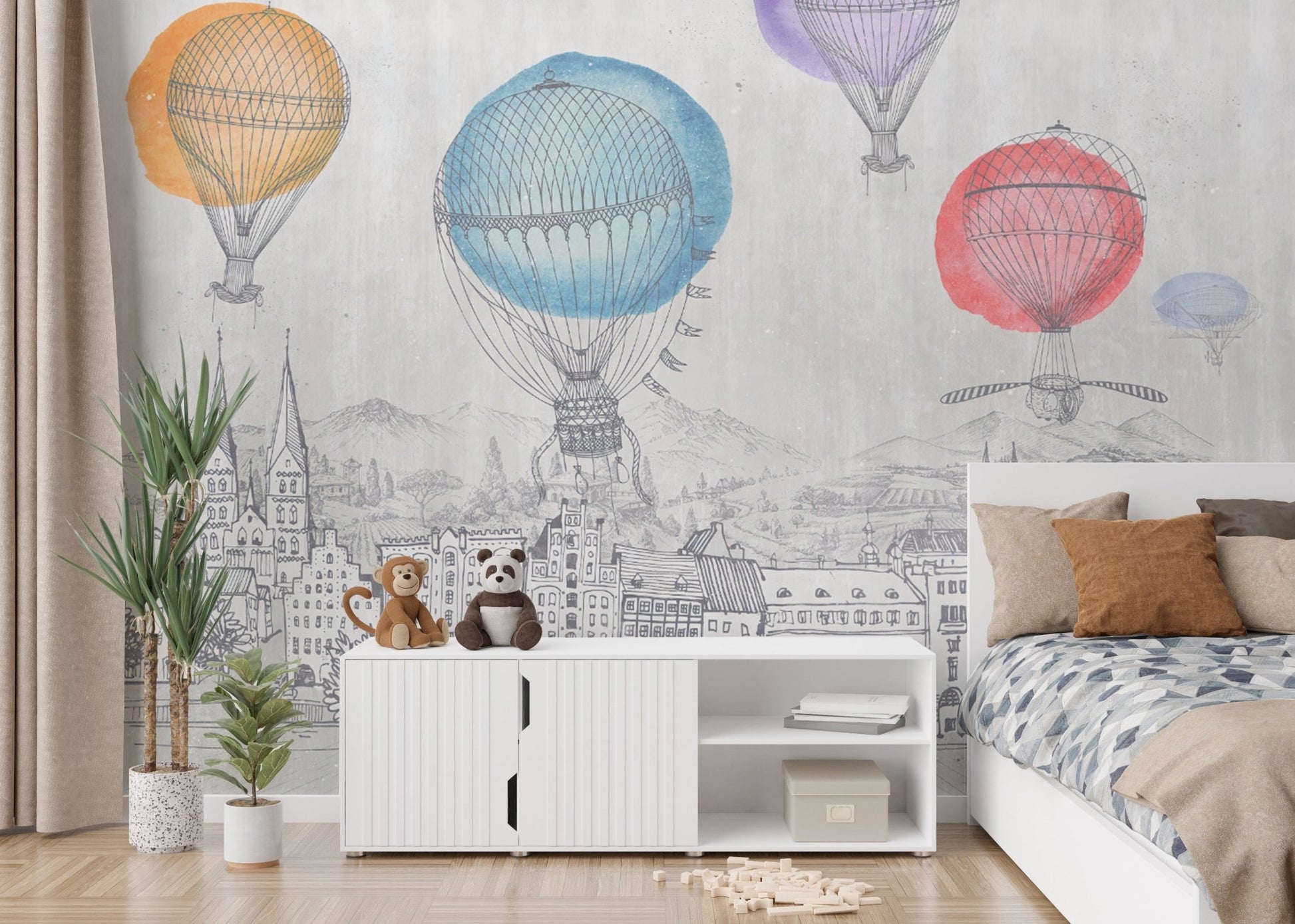 Serene Balloon Ascension Scene Wall Design B504
