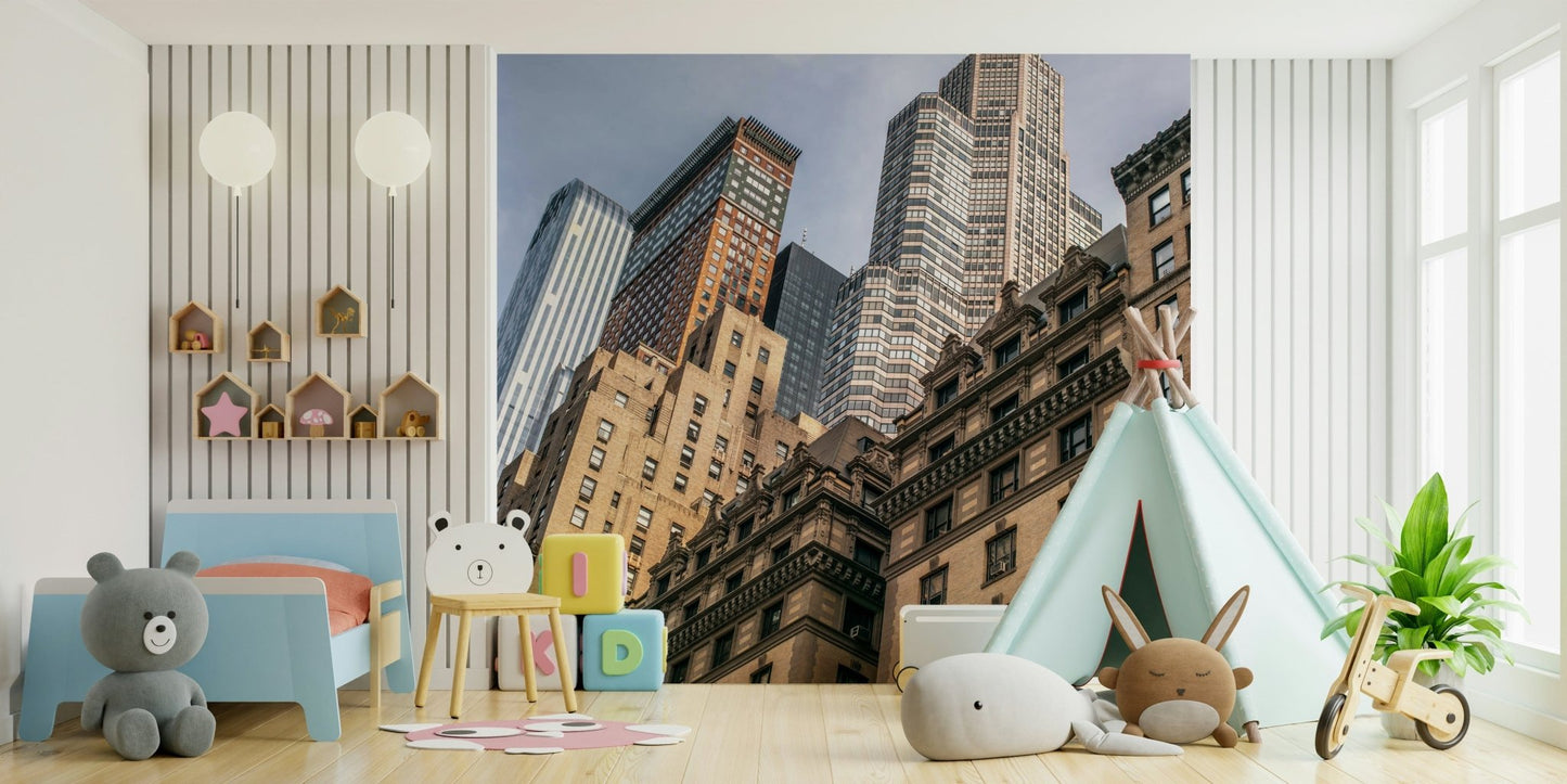 Soaring commercial and residential high-rise buildings photo mural.