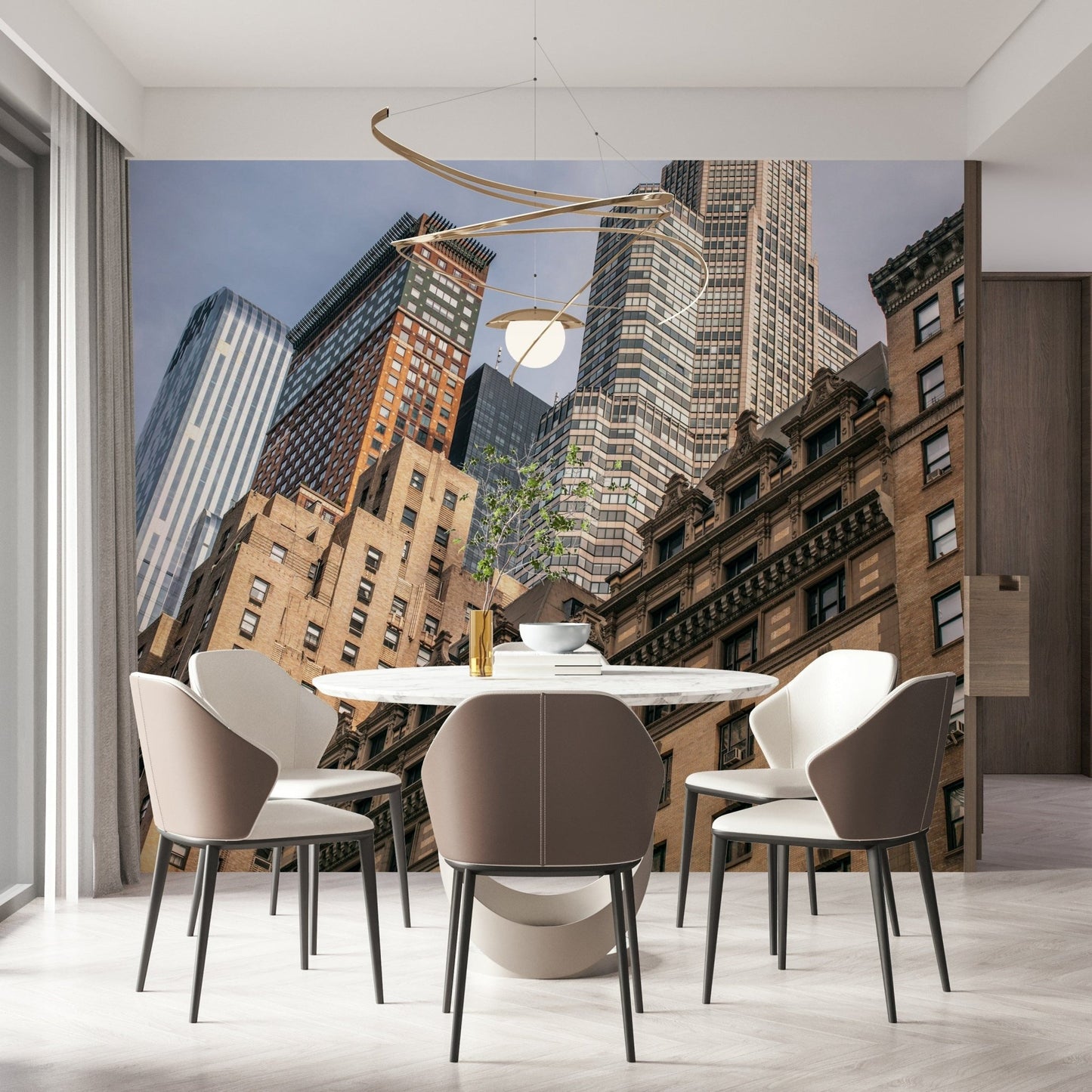 Majestic high-rises in New York City wallpaper for walls.