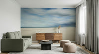 A graceful subtle pattern wall mural in cool, light tones., GD5749