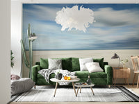 A serene flowing sky wall mural for tranquil decor., GD5749