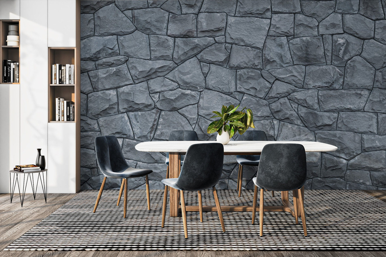 Slate grey rocky wall mural
