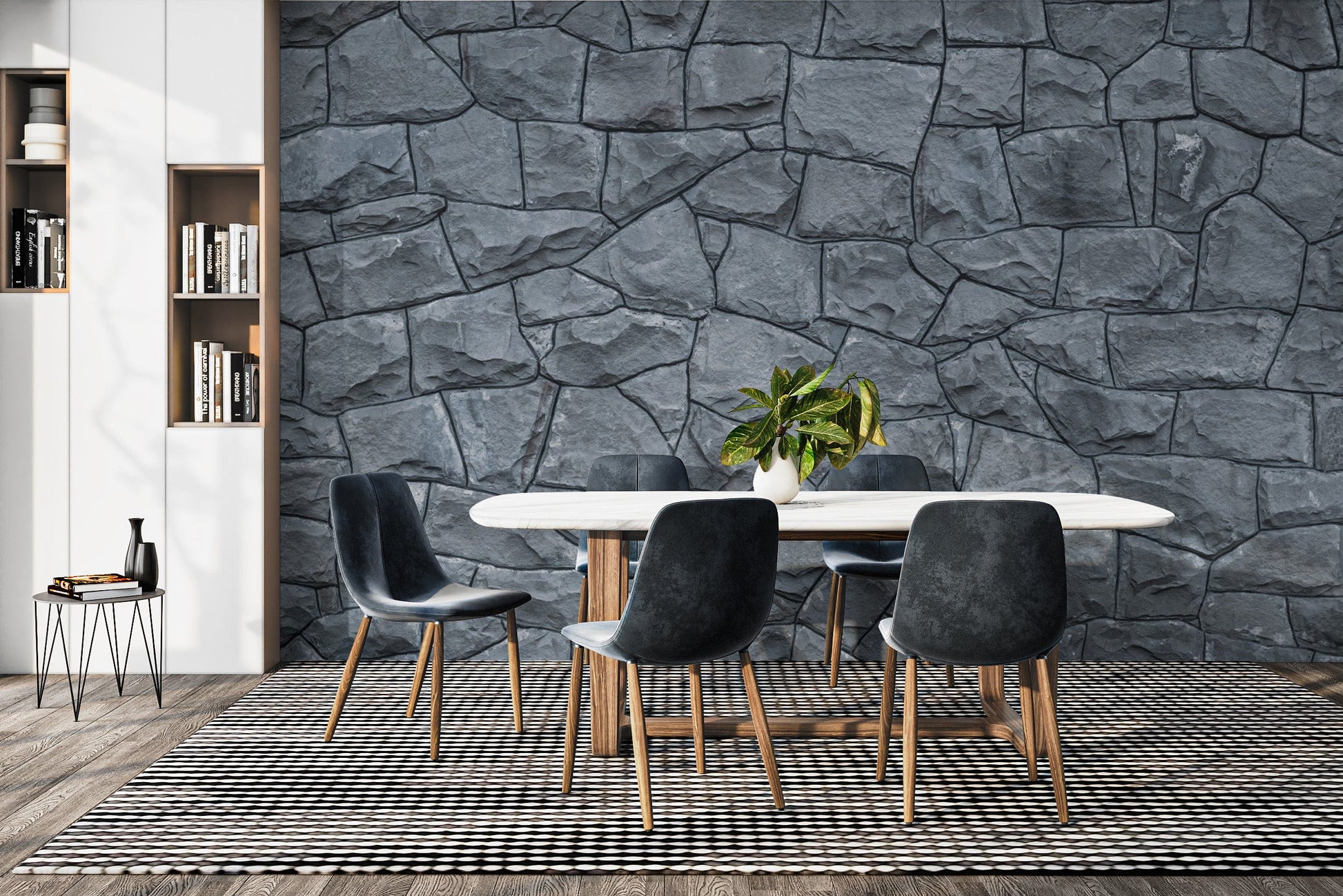 Slate grey rocky wall mural
