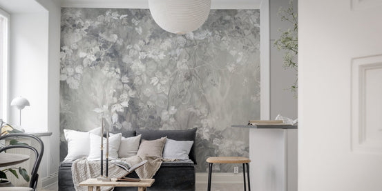Slate Leaf Silhouette Panorama Wall Mural B479