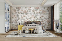 Elegant botanical wallpaper with animals

