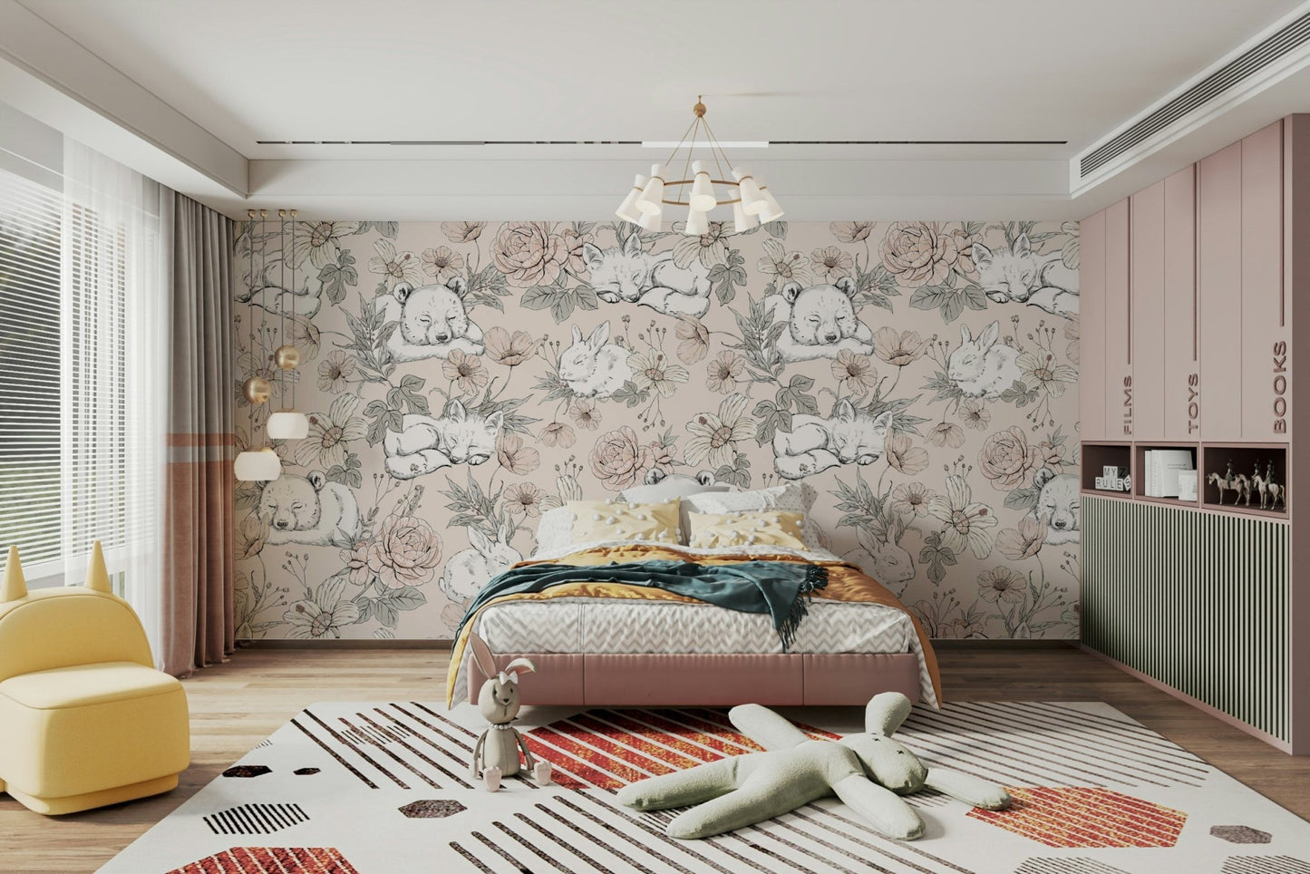 Beige background with animal nursery art

