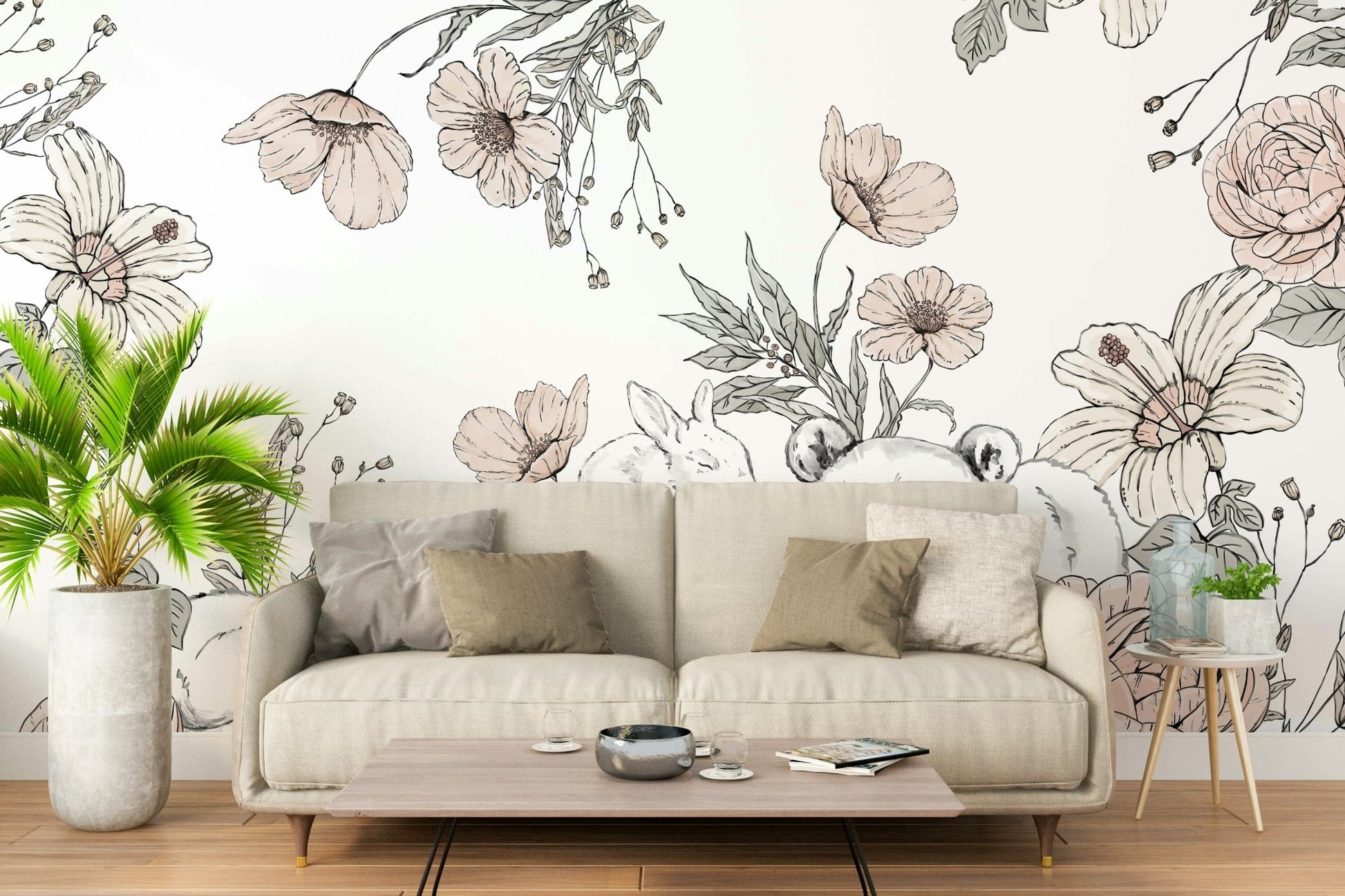 Sleeping woodland mural with trees and animals GD052

