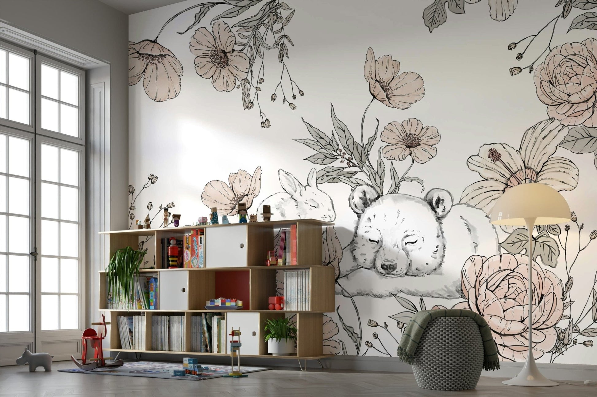 Forest mural showing resting woodland creatures GD052

