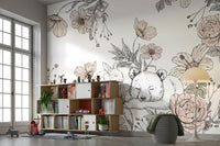 Forest mural showing resting woodland creatures GD052

