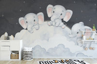 Elephant wallpaper with night sky design
