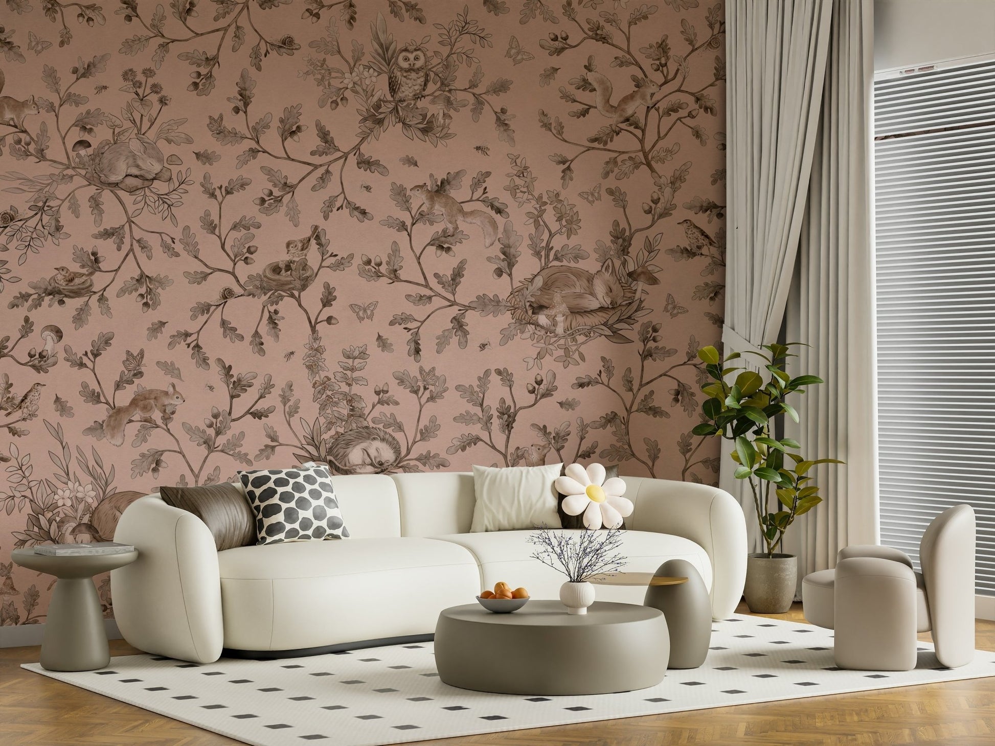 Nursery feature wall with the calming Sleepy Hollow Wall Mural