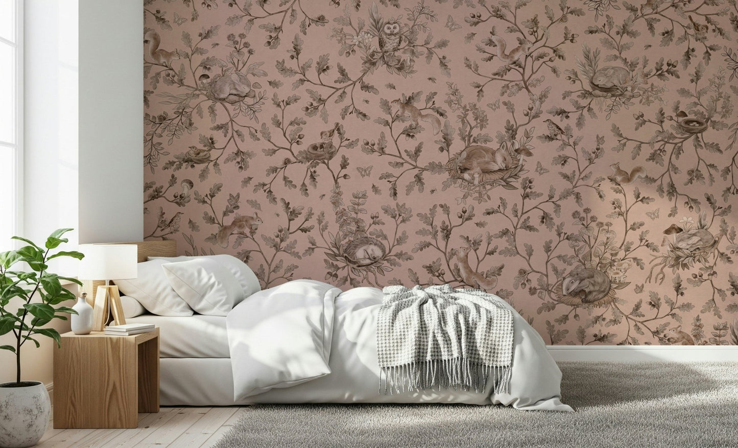 Sleepy Hollow Wall Mural in a sophisticated primary bedroom