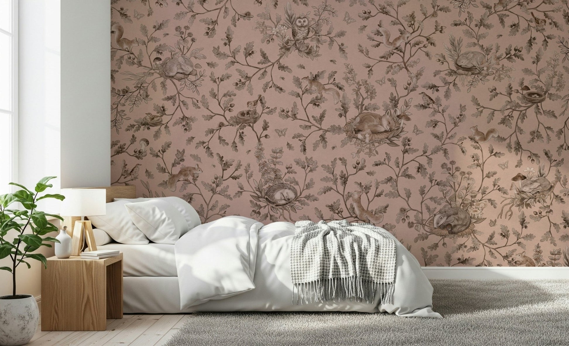 Sleepy Hollow Wall Mural in a sophisticated primary bedroom