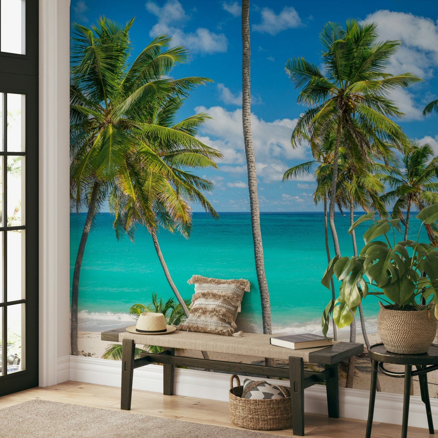 Turquoise ocean and palm trees
