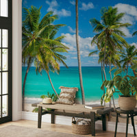 Turquoise ocean and palm trees
