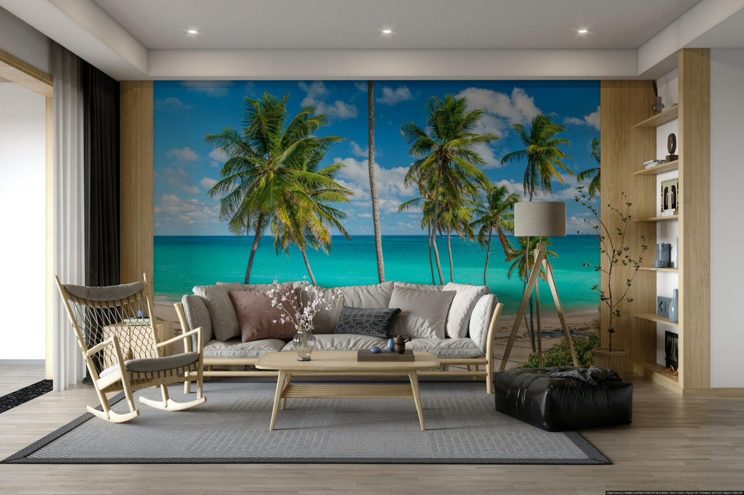 Dreamy tropical getaway mural

