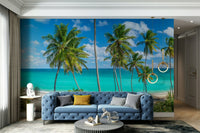 Secluded white sand beach mural
