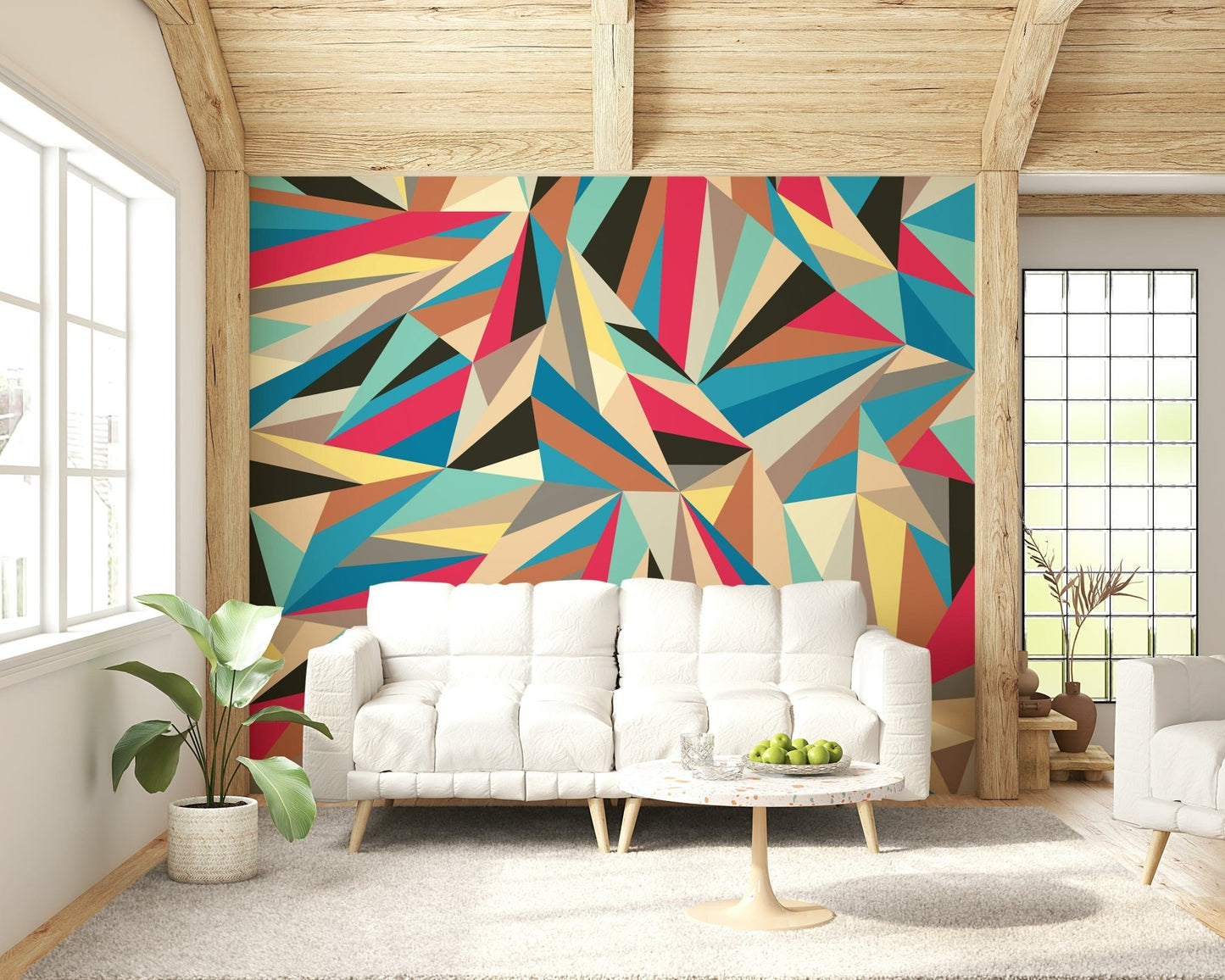 A graceful subtle pattern wall mural in cool, natural tones., GD5352