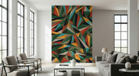 A beautiful modern art wall mural for a living room.
