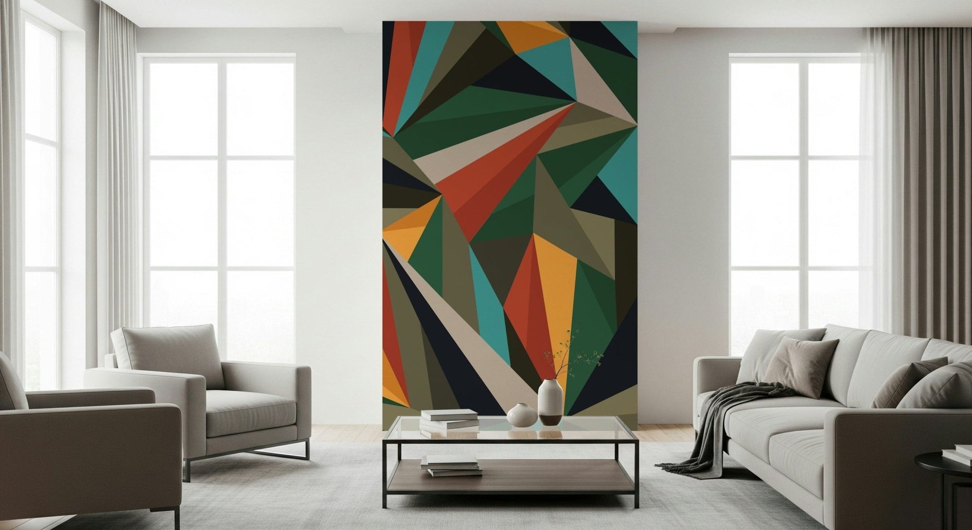 A beautiful abstract fragment wallpaper mural with geometric slices., GD5351