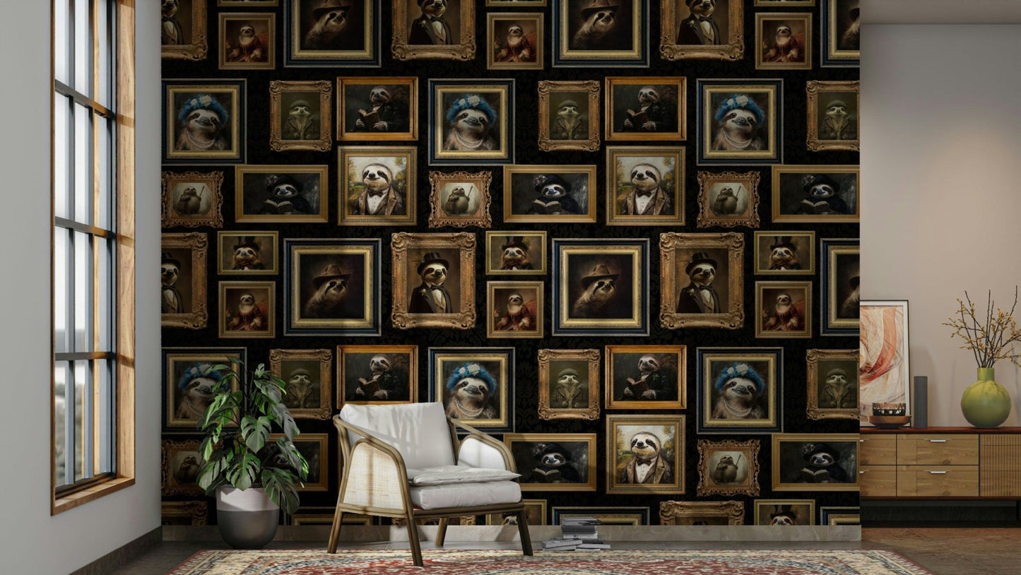 Gallery-like arrangement of portraits.

