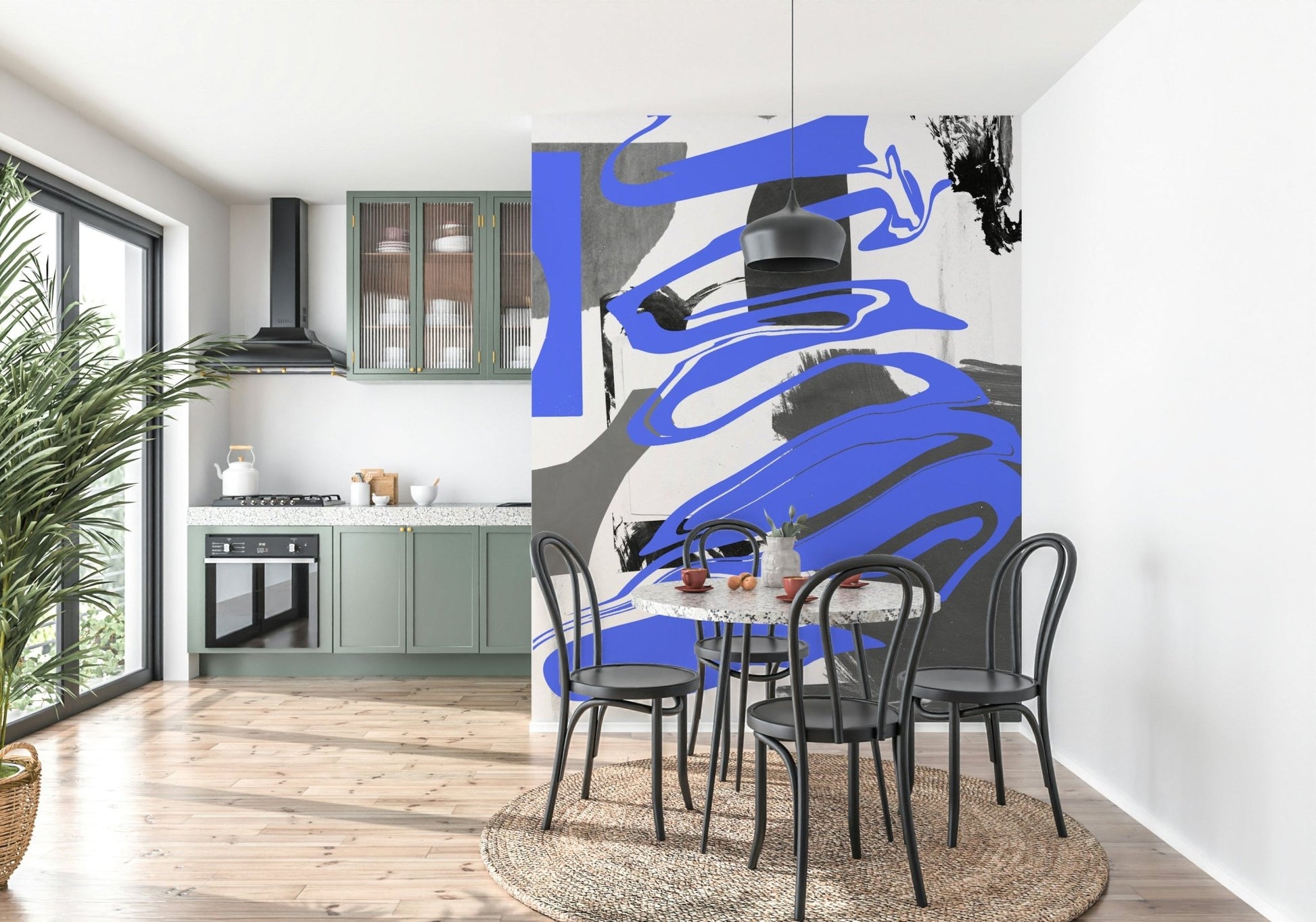 Full wall view of the complete smoky layered Wall Mural design.