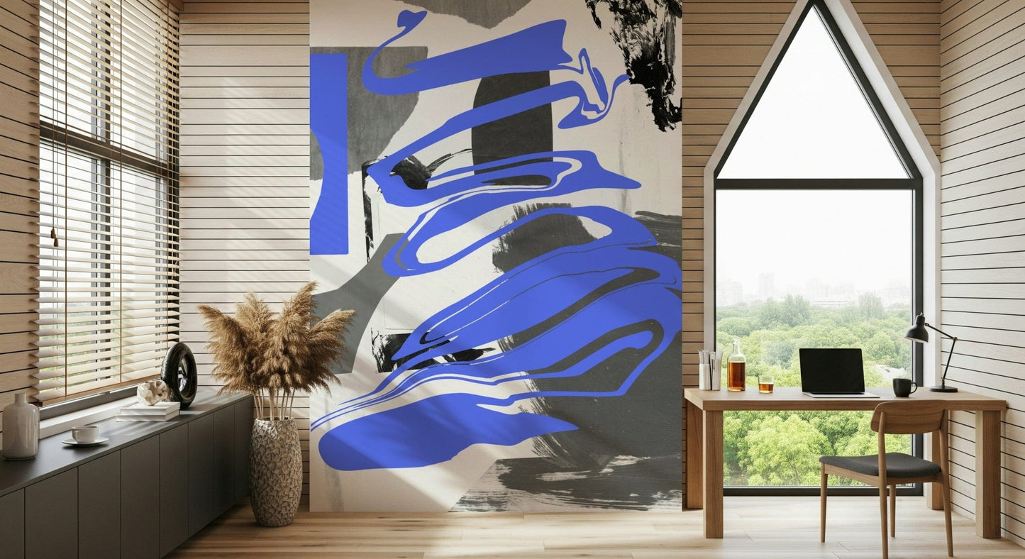 Modern interior showcasing the Smoke and Mirrors wallpaper for walls.