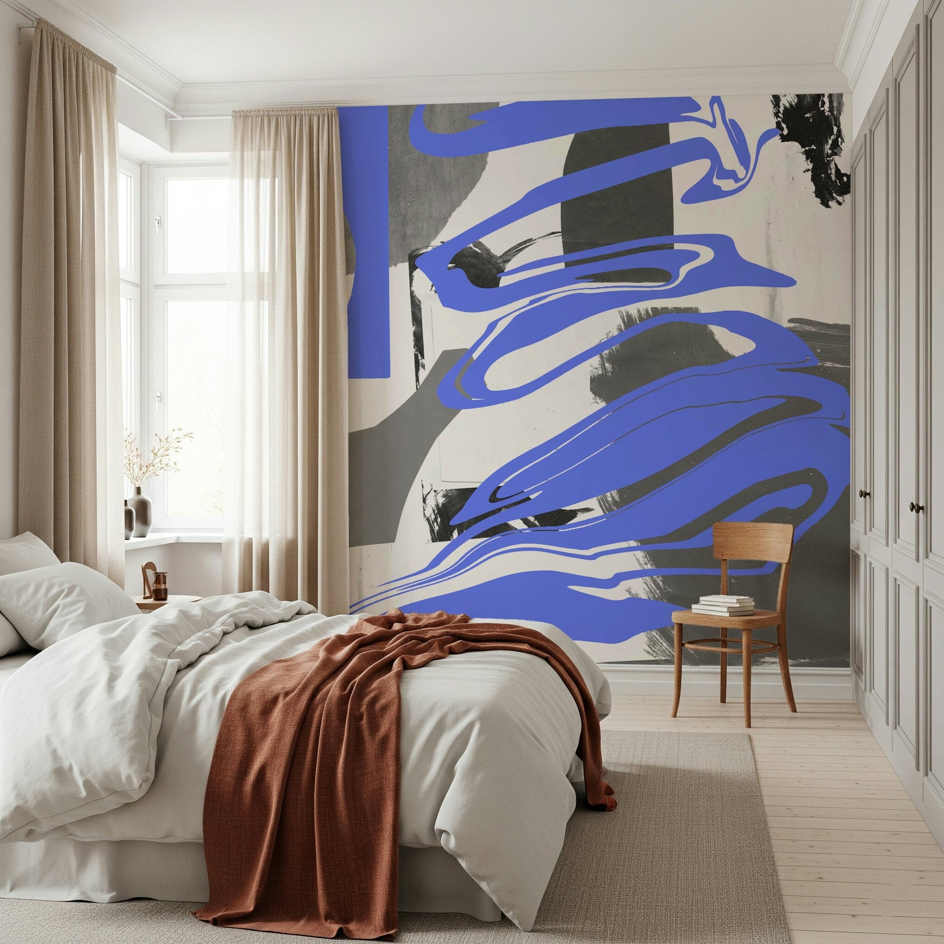Detailed view of the layered illusion in the abstract Wall Mural.