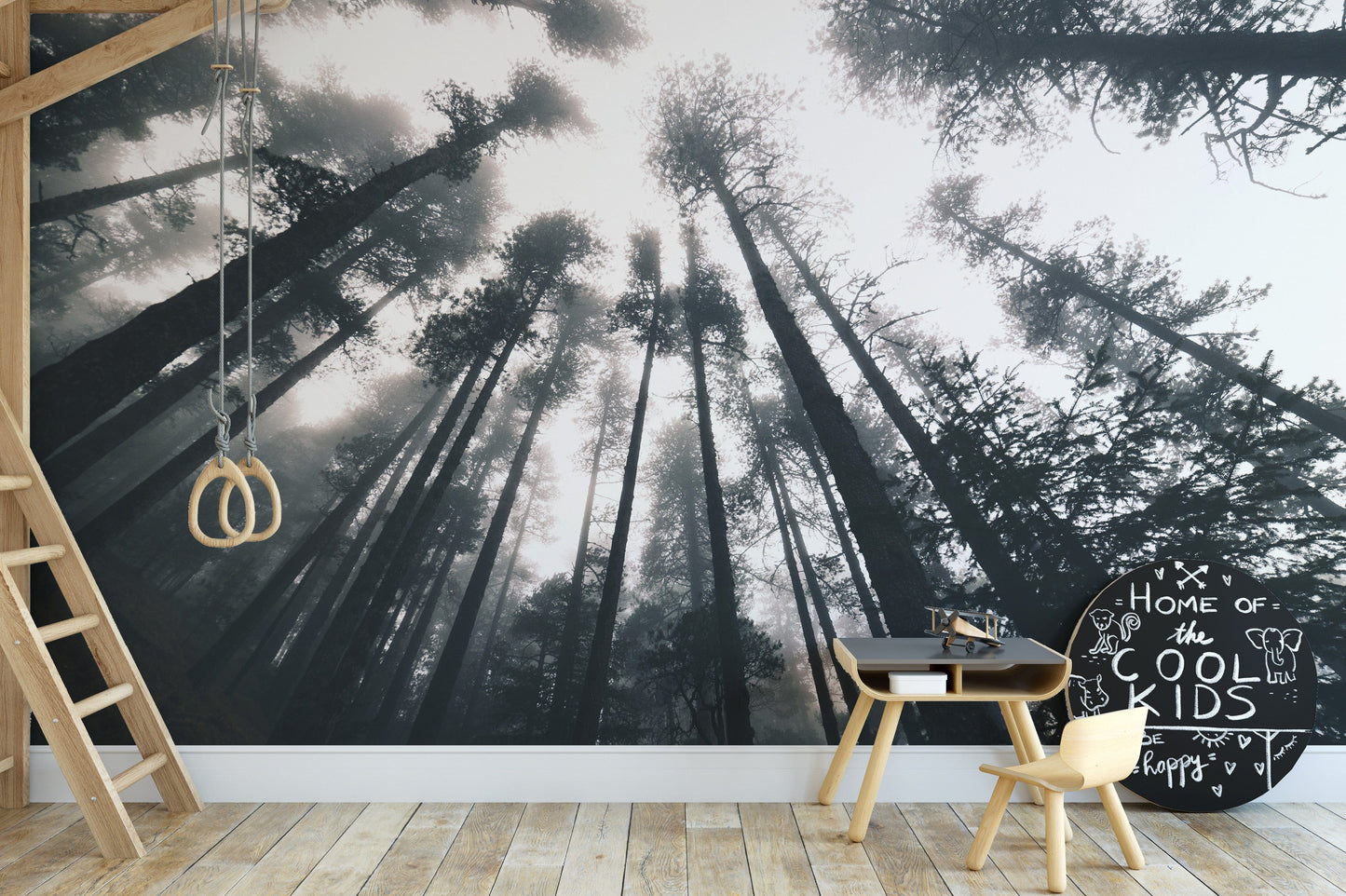 Haunted treetop wall mural design
