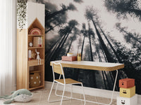 Smokey treetop forest wall mural

