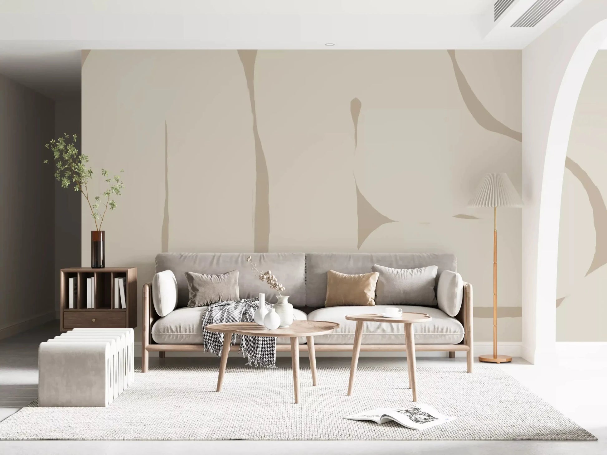 Smooth Flow mural showing gentle curves and soft tones