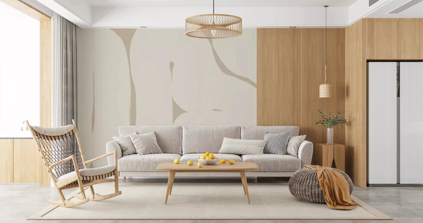 Minimal beige wall mural Smooth Flow smooth form pattern