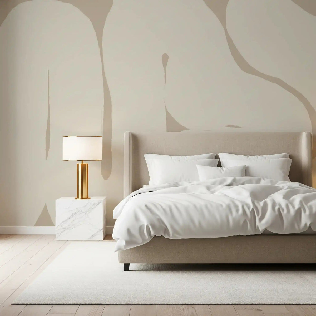 Bedroom Smooth Flow wall mural soft beige abstract design, GD9400