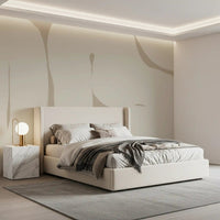 Living room styled Smooth Flow wall mural neutral curve pattern