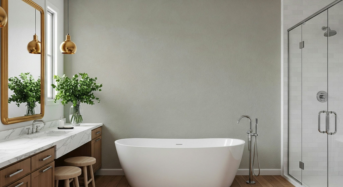 Installation shot showing the easy application of the Smooth Stone texture mural.