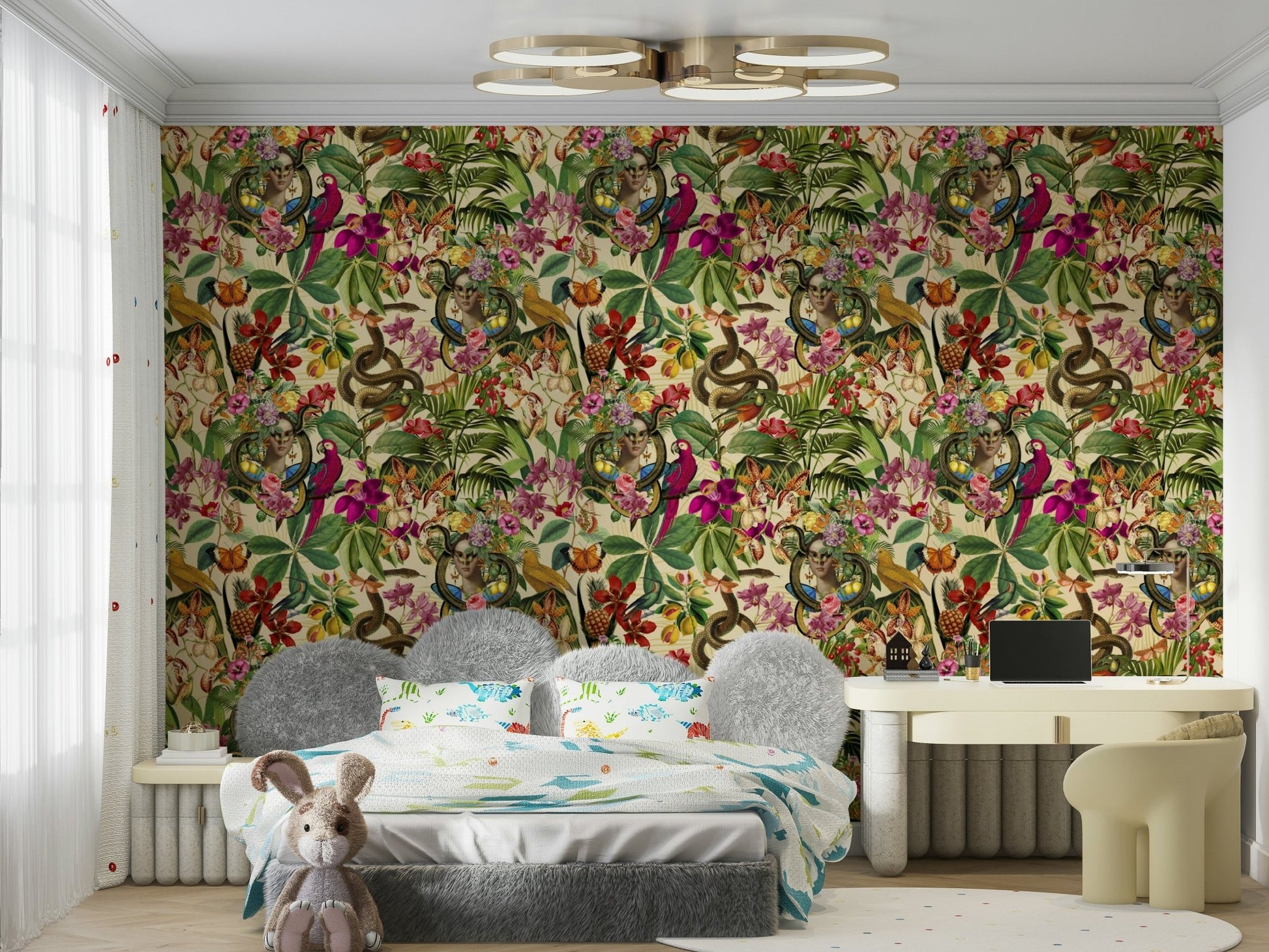 Fantasy-style mural wallpaper in soft tones, GD2609