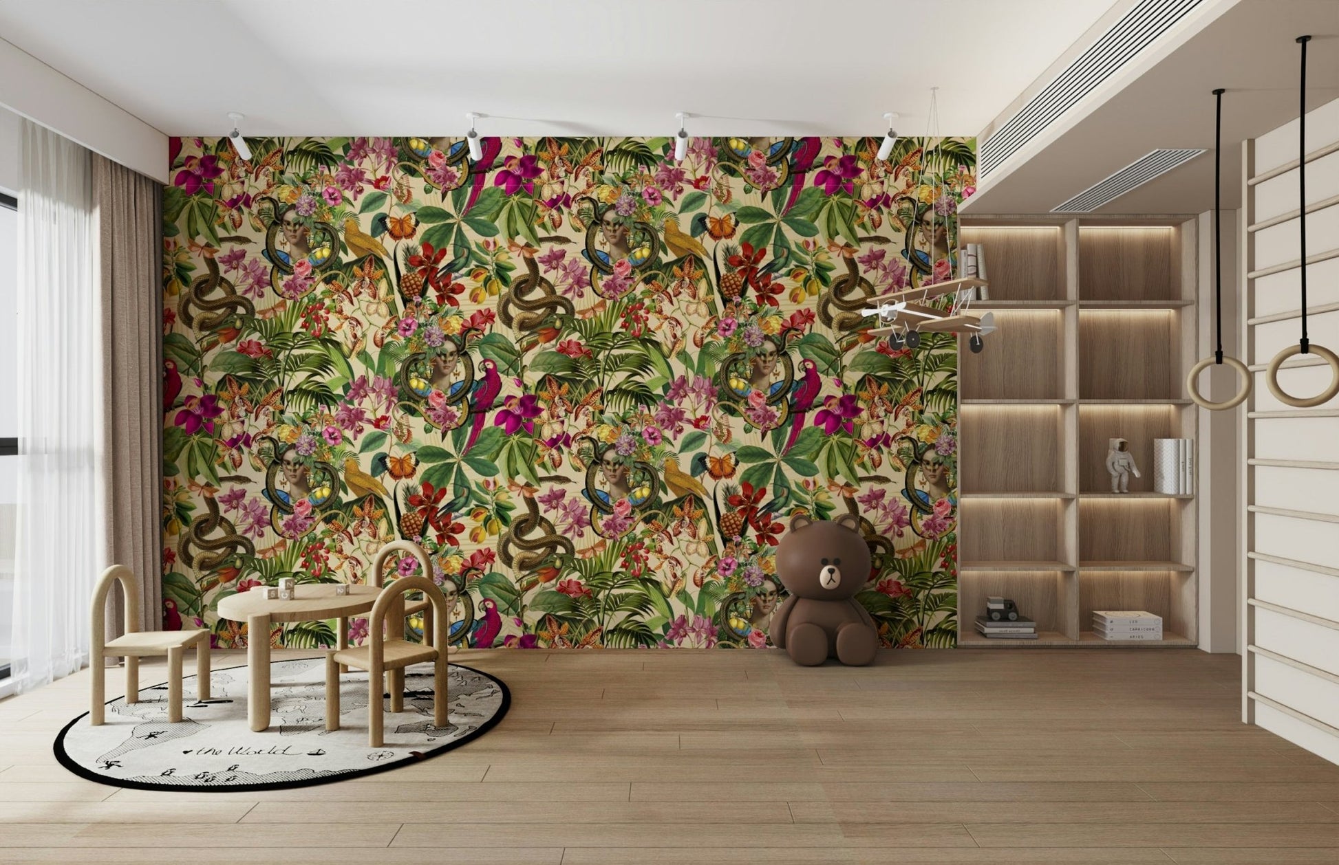Vintage snake and floral mural wallpaper, GD2609