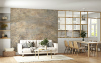 A peaceful modern abstract mural on decorative wallpaper.