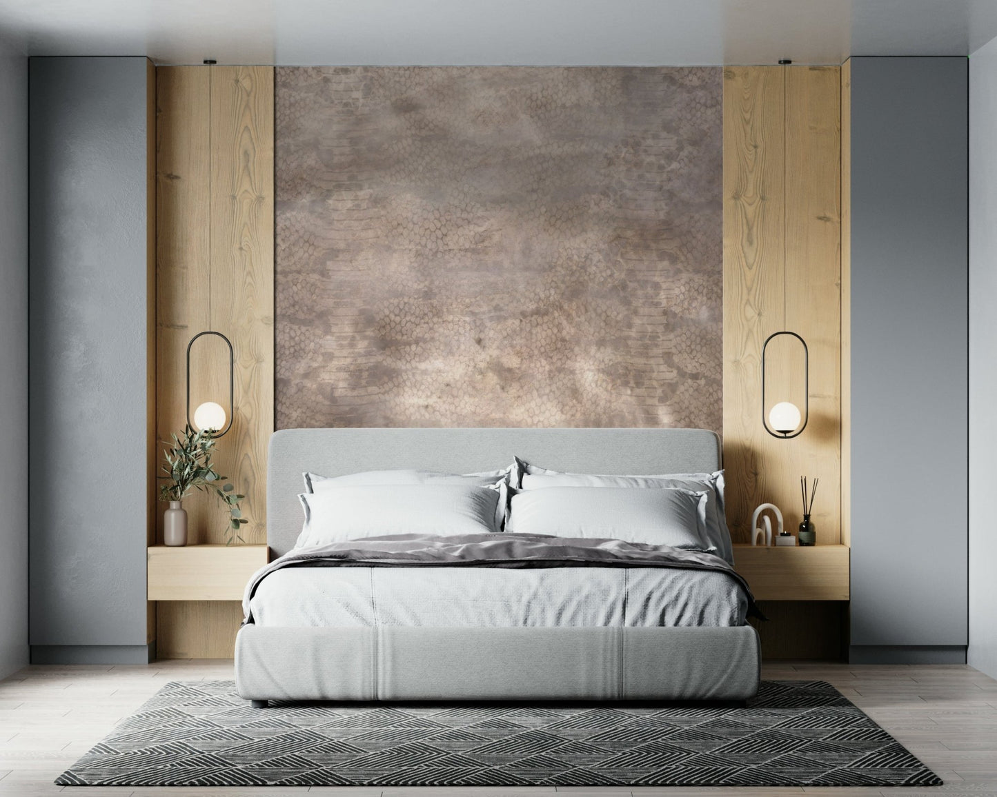 A contemplative gentle design wallpaper mural for a feature wall.