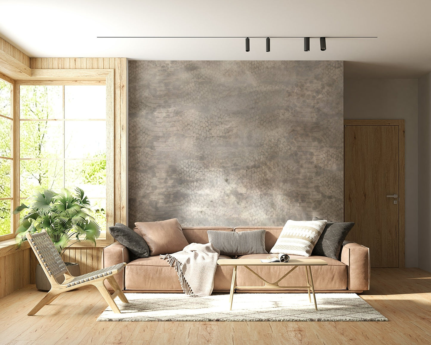 An artistic minimalist form mural for home decor.