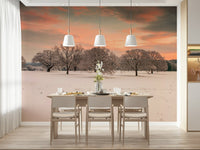 Chilly Snow Covered Field white scenery premium wall covering