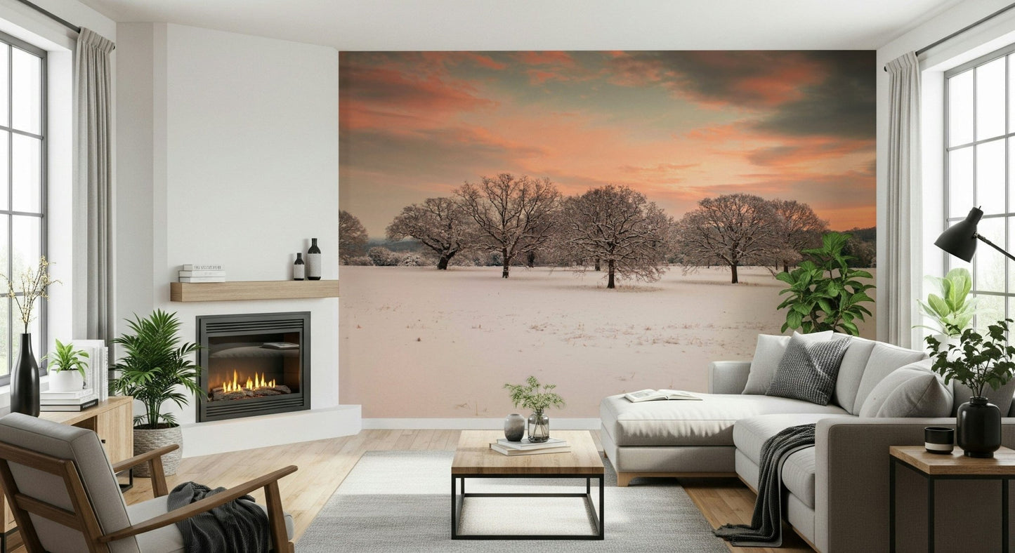 Snow Covered Field oaks powder wintertime habitat wall panel