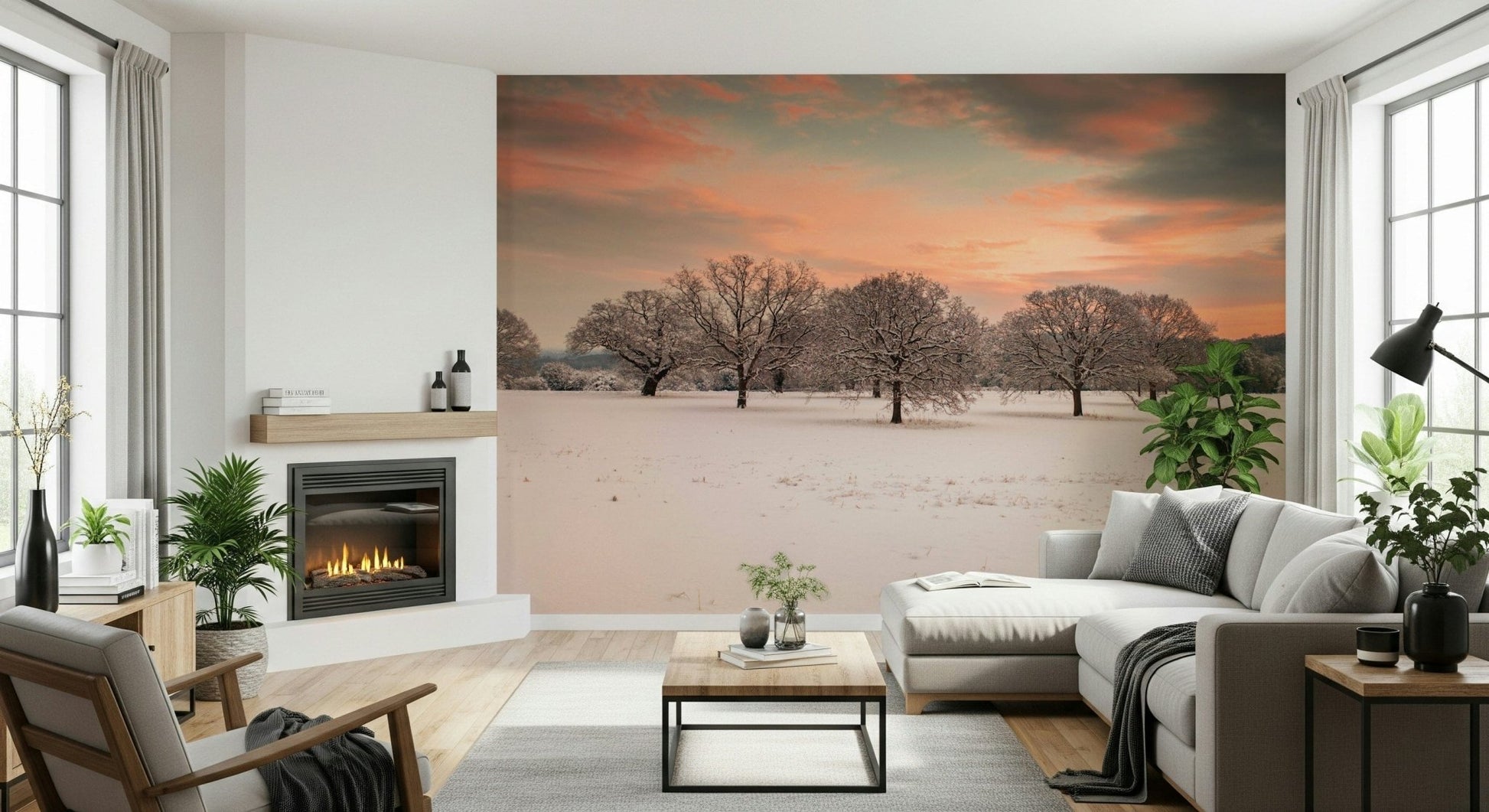 Snow Covered Field oaks powder wintertime habitat wall panel